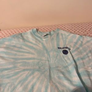 Long sleeve tie dye blue volleyball shirt